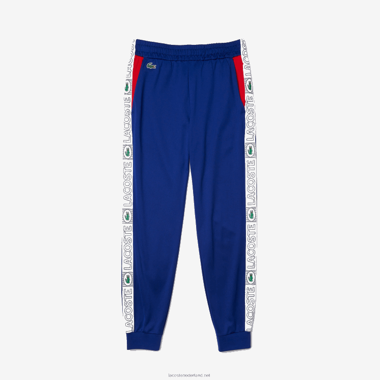 Lacoste trainingsbroek met sportmerkbands 0828H1119 blauw rood wit an3 Heren