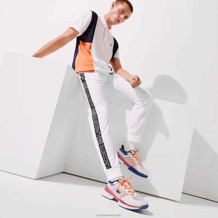 Lacoste trainingsbroek met sportmerkbands 0828H1120 wit oranje marineblauw asr Heren