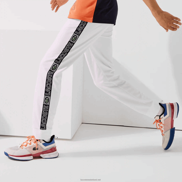 Lacoste trainingsbroek met sportmerkbands 0828H1120 wit oranje marineblauw asr Heren