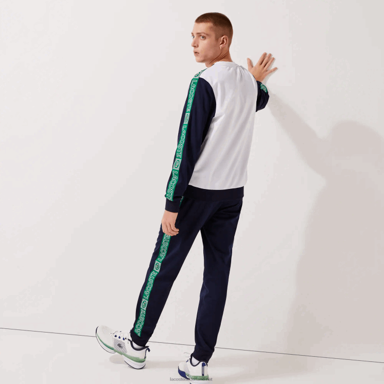 Lacoste trainingsbroek met sportmerkbands 0828H1121 marineblauw wit groen fx3 Heren