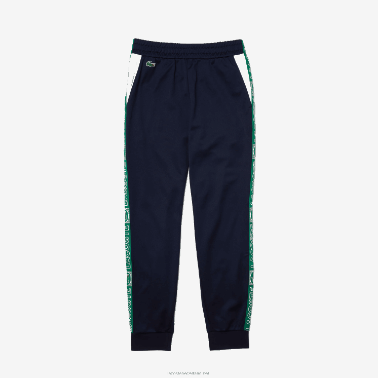 Lacoste trainingsbroek met sportmerkbands 0828H1121 marineblauw wit groen fx3 Heren