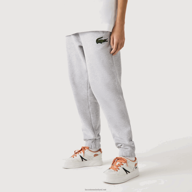 Lacoste trainingsbroek van biologisch katoenfleece 0828H1048 grijze chine ca Heren