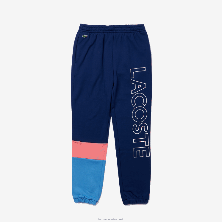 Lacoste trainingsbroek van fleece met kleurvlakken 0828H1189 roze blauw un4 Heren