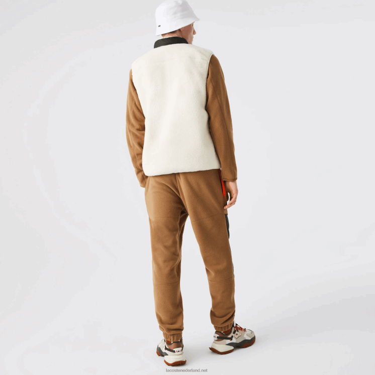 Lacoste trainingsbroek van polarfleece met kleurvlakken 0828H1083 bruin kaki groen 89f Heren