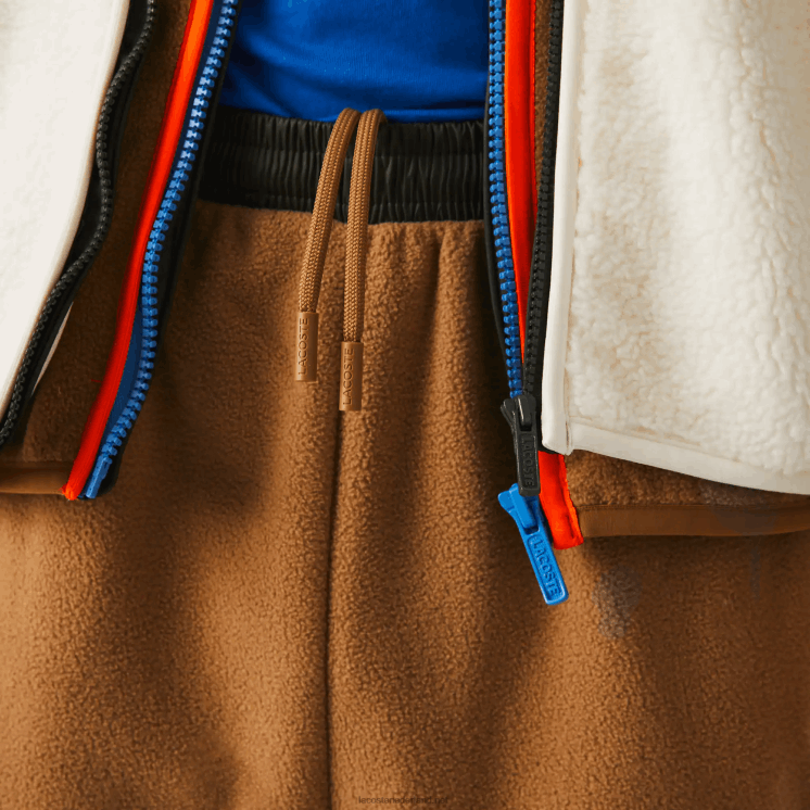 Lacoste trainingsbroek van polarfleece met kleurvlakken 0828H1083 bruin kaki groen 89f Heren