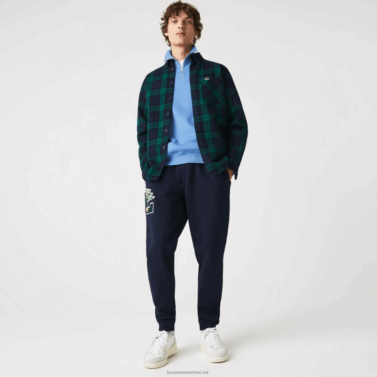 Lacoste wimpels l badge fleece trainingsbroek 0828H1168 marineblauw 166 Heren
