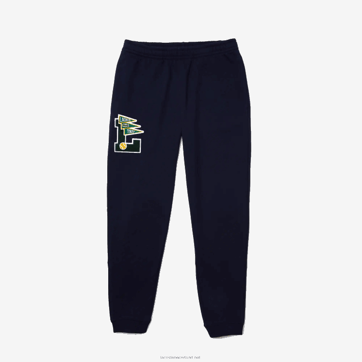 Lacoste wimpels l badge fleece trainingsbroek 0828H1168 marineblauw 166 Heren