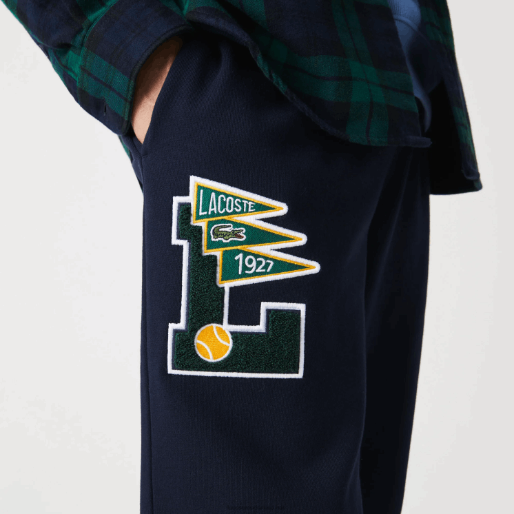 Lacoste wimpels l badge fleece trainingsbroek 0828H1168 marineblauw 166 Heren