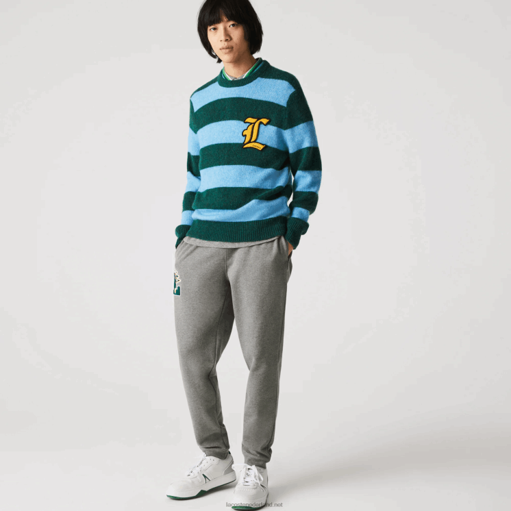 Lacoste wimpels l badge fleece trainingsbroek 0828H1169 grijze chine 1vq Heren