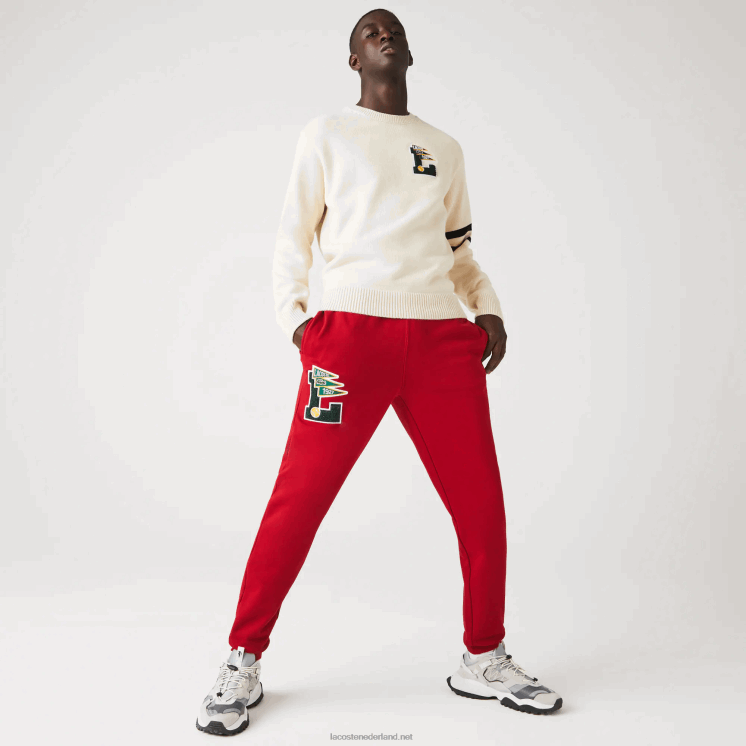 Lacoste wimpels l badge fleece trainingsbroek 0828H1170 rode 5sx Heren