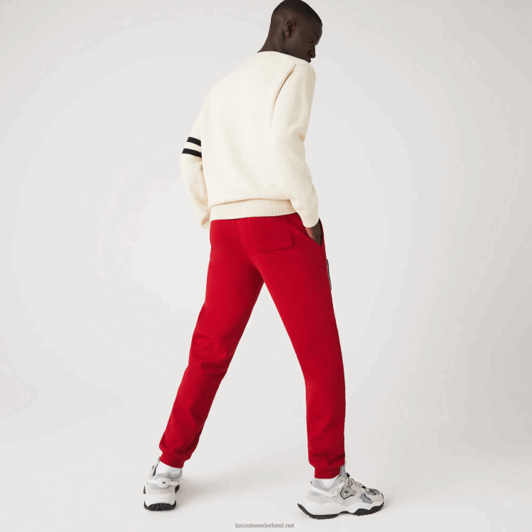 Lacoste wimpels l badge fleece trainingsbroek 0828H1170 rode 5sx Heren