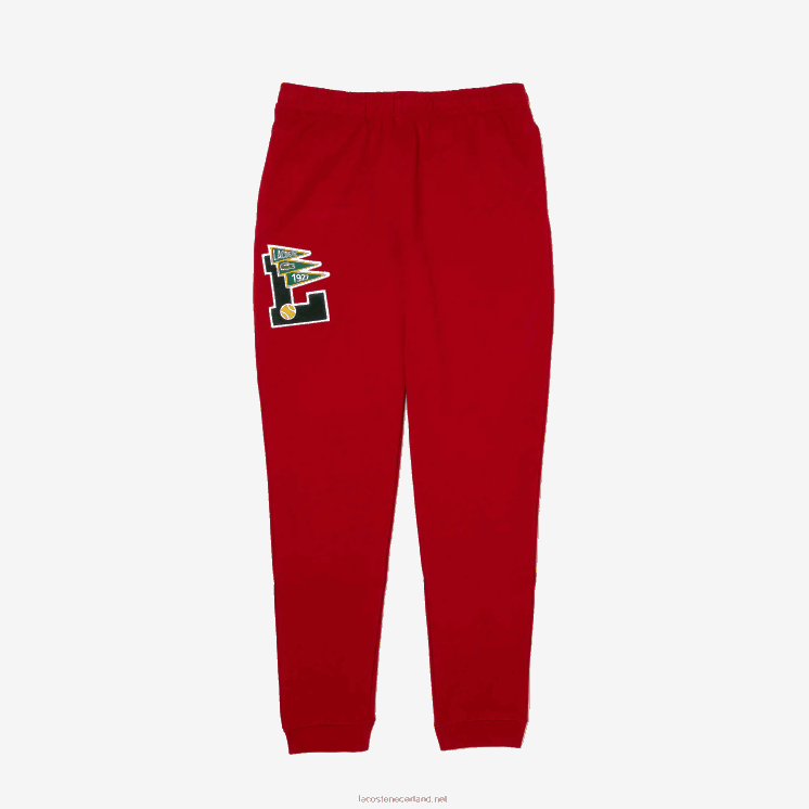 Lacoste wimpels l badge fleece trainingsbroek 0828H1170 rode 5sx Heren