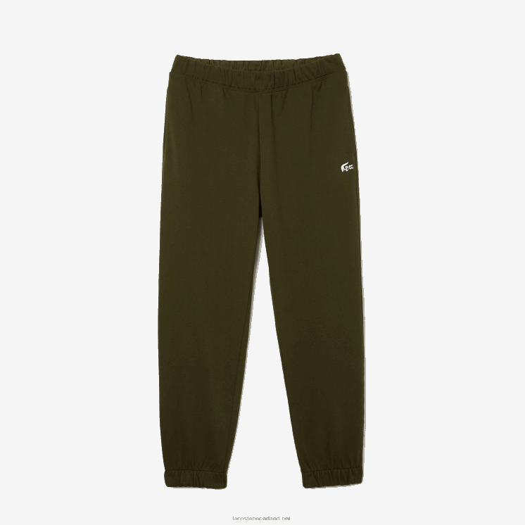 lacoste x a.p.c. trainingsbroek van katoenfleece 0828H1196 kaki groen gew Heren