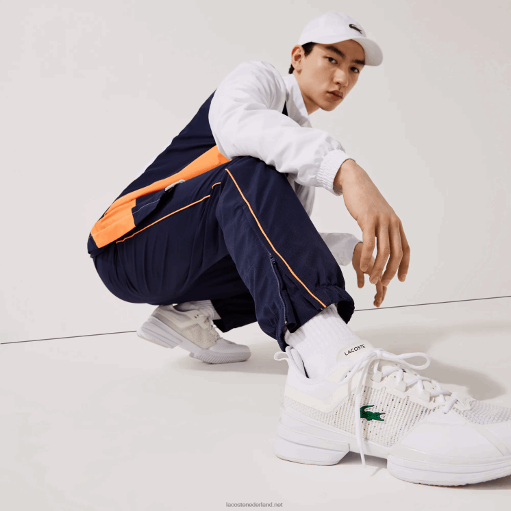 Lacoste colorblock trainingspak met sportmerk 0828H1156 wit oranje marineblauw 8ty Heren