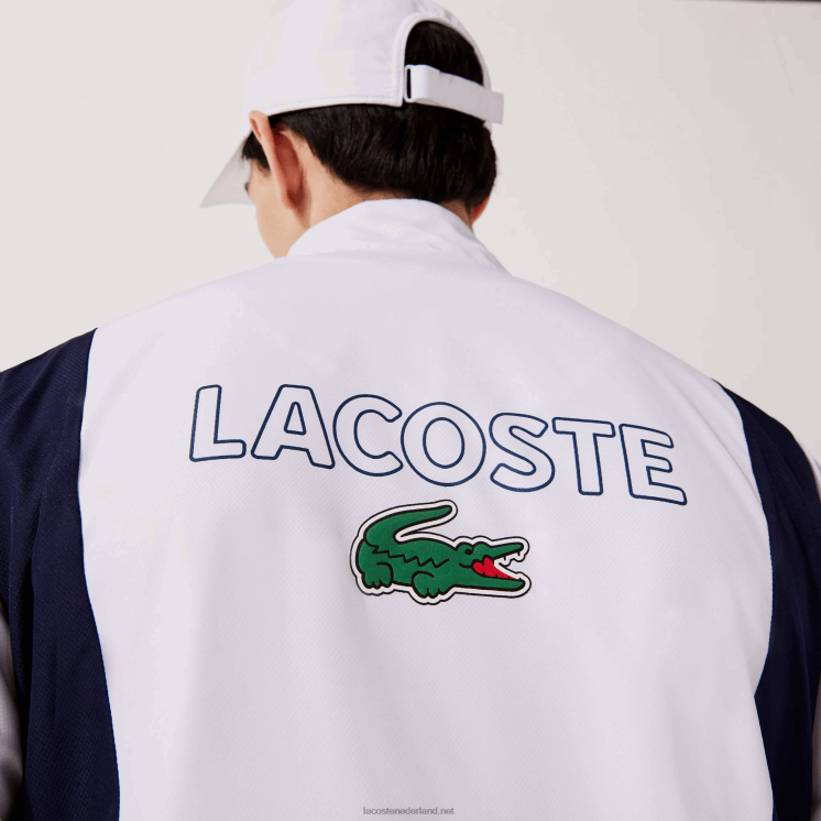 Lacoste colorblock trainingspak met sportmerk 0828H1156 wit oranje marineblauw 8ty Heren