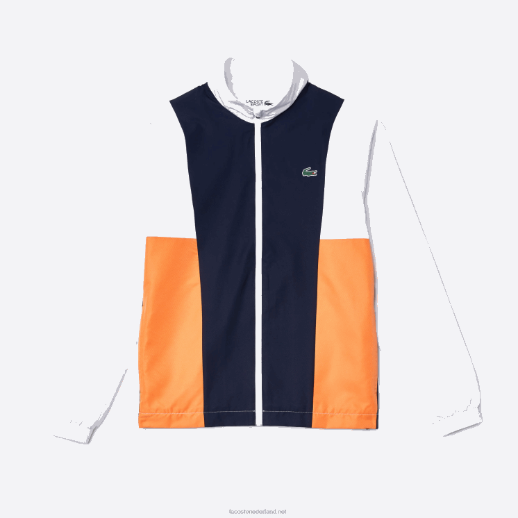 Lacoste colorblock trainingspak met sportmerk 0828H1156 wit oranje marineblauw 8ty Heren