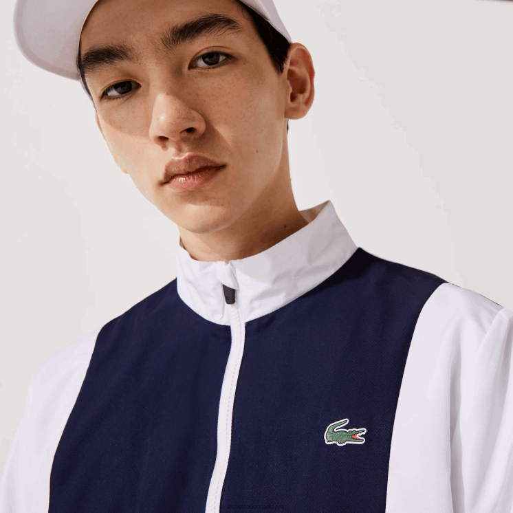 Lacoste colorblock trainingspak met sportmerk 0828H1156 wit oranje marineblauw 8ty Heren