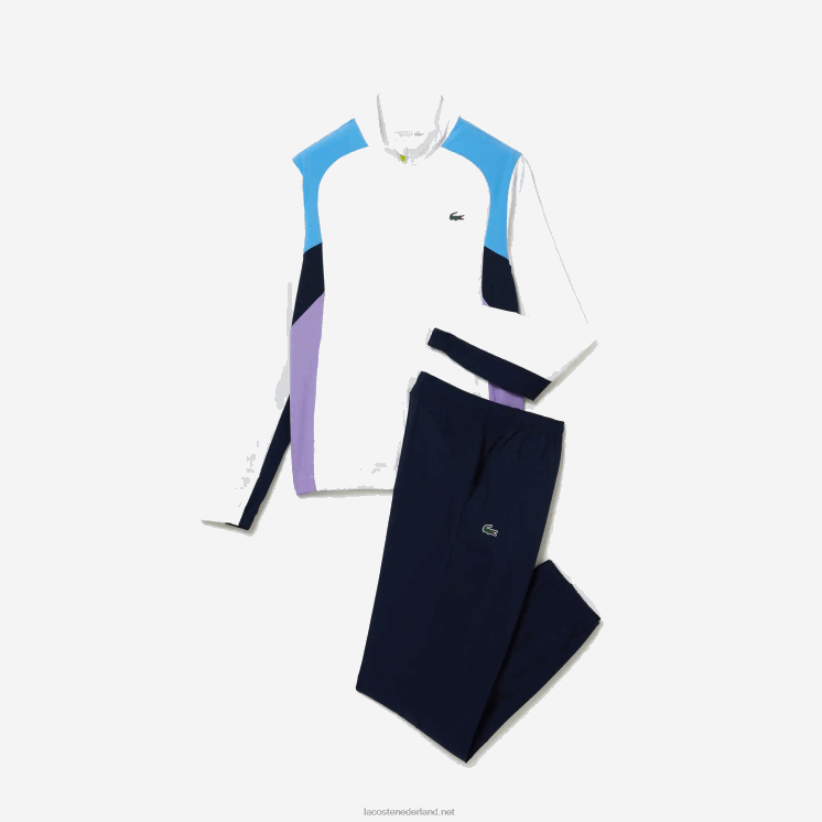 Lacoste sport colorblock tennistrainingspak 0828H996 wit paars marineblauw y03 Heren