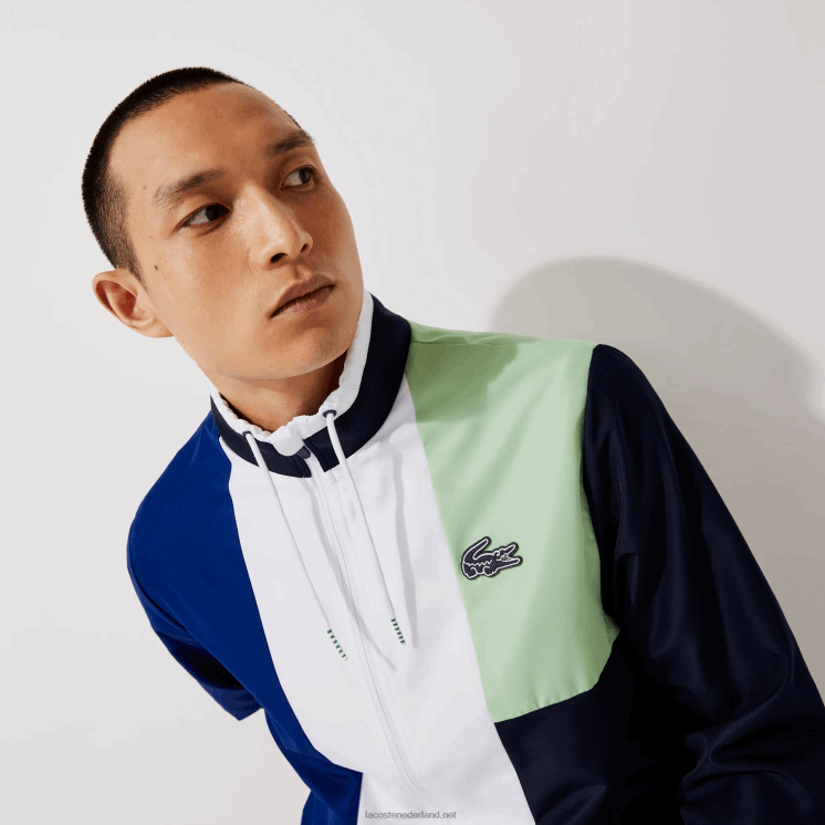 Lacoste sport colorblock trainingspak 0828H1201 groen marineblauw wit cn1 Heren