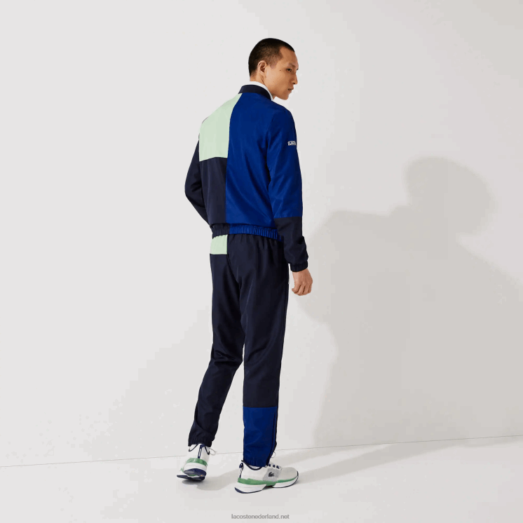 Lacoste sport colorblock trainingspak 0828H1201 groen marineblauw wit cn1 Heren