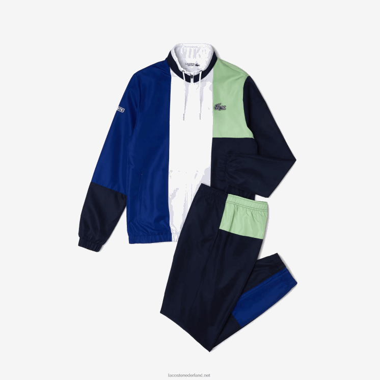 Lacoste sport colorblock trainingspak 0828H1201 groen marineblauw wit cn1 Heren
