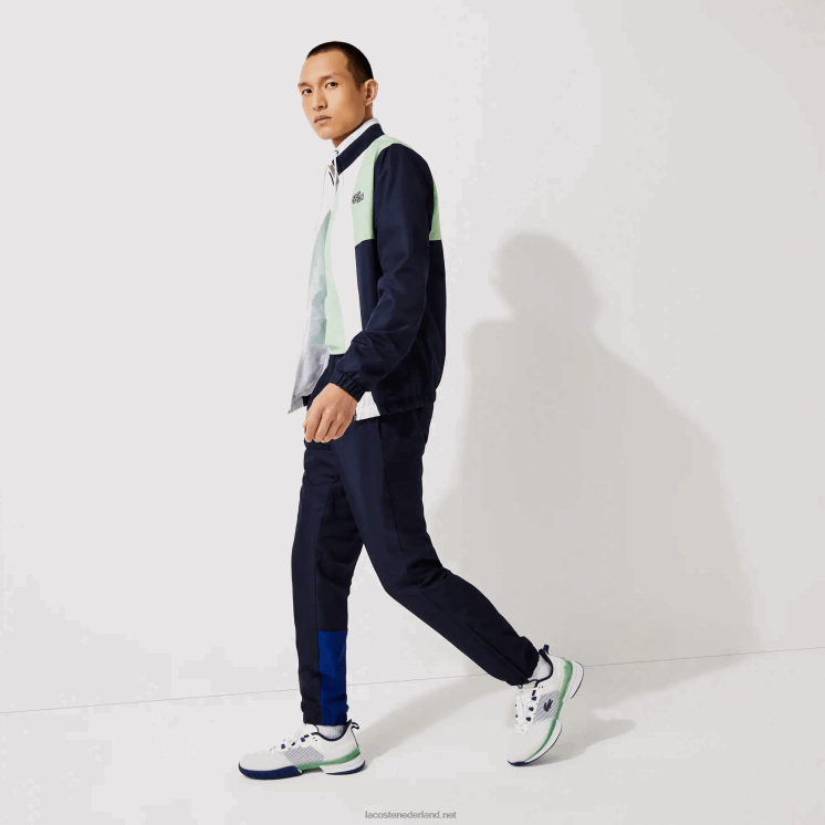 Lacoste sport colorblock trainingspak 0828H1201 groen marineblauw wit cn1 Heren
