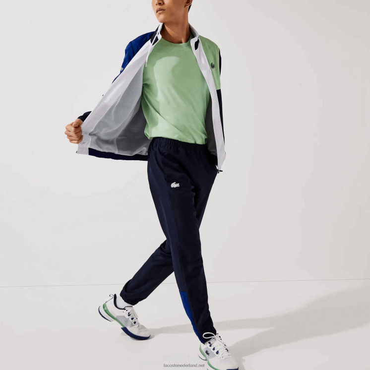 Lacoste sport colorblock trainingspak 0828H1201 groen marineblauw wit cn1 Heren