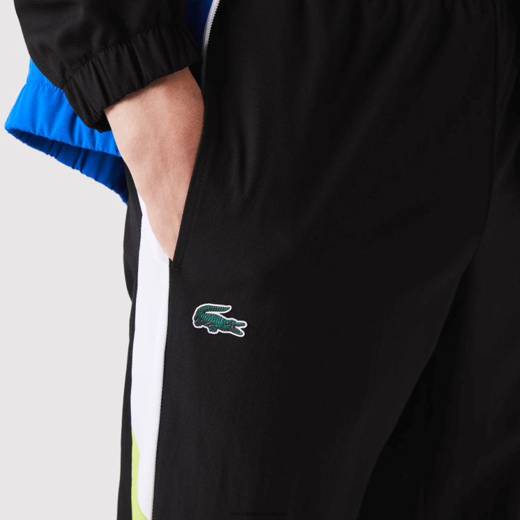 Lacoste sportief tennistrainingspak met krokodillenprint 0828H1144 wit zwart blauw geel l74 Heren