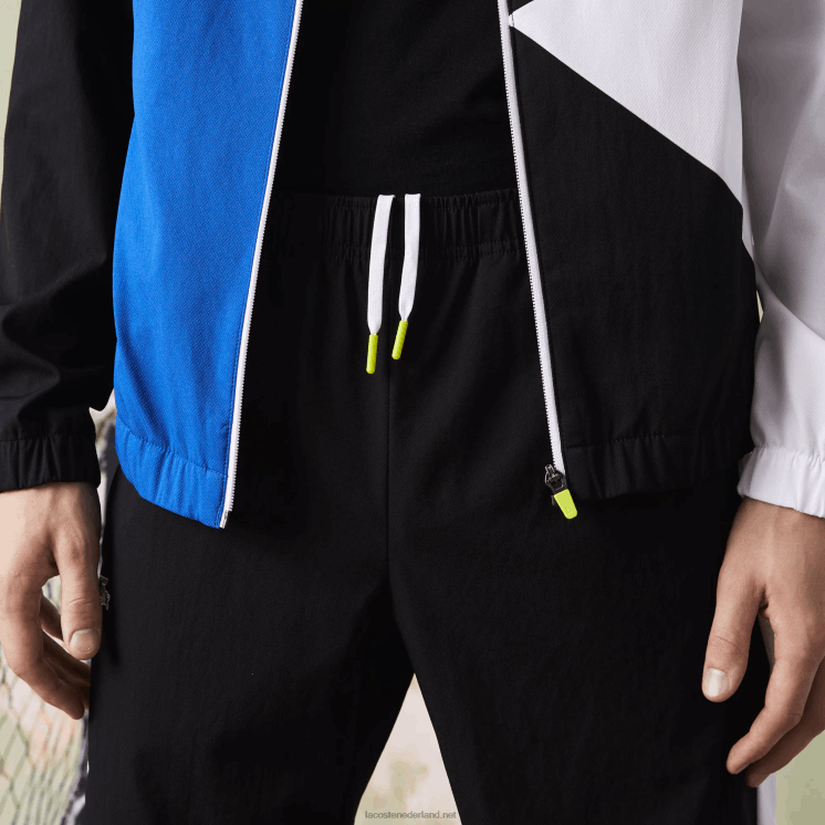 Lacoste sportief tennistrainingspak met krokodillenprint 0828H1144 wit zwart blauw geel l74 Heren
