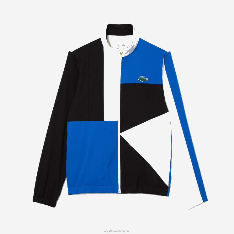 Lacoste sportief tennistrainingspak met krokodillenprint 0828H1144 wit zwart blauw geel l74 Heren