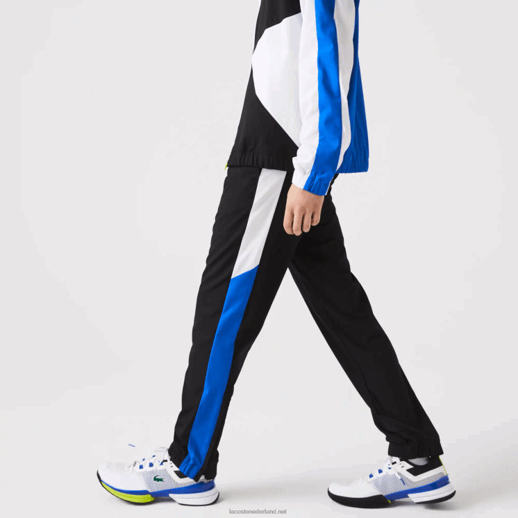 Lacoste sportief tennistrainingspak met krokodillenprint 0828H1144 wit zwart blauw geel l74 Heren