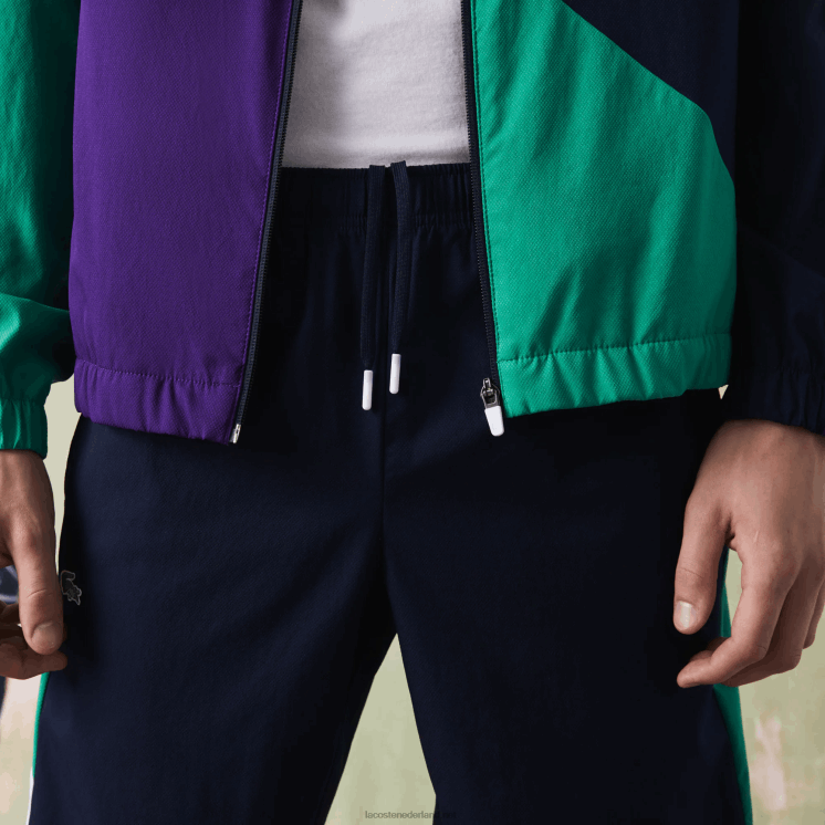 Lacoste sportief tennistrainingspak met krokodillenprint 0828H1145 marineblauw groen paars wit xsb Heren