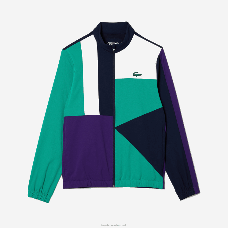 Lacoste sportief tennistrainingspak met krokodillenprint 0828H1145 marineblauw groen paars wit xsb Heren
