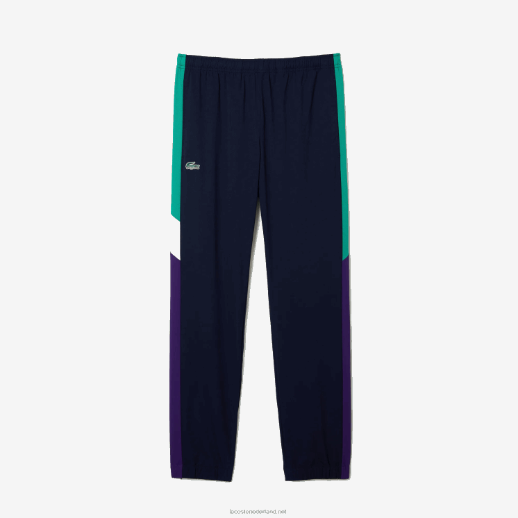 Lacoste sportief tennistrainingspak met krokodillenprint 0828H1145 marineblauw groen paars wit xsb Heren