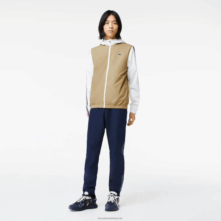 Lacoste tennis joggingbroek met normale pasvorm 0828H342 beige marineblauw wit 8x2 Heren