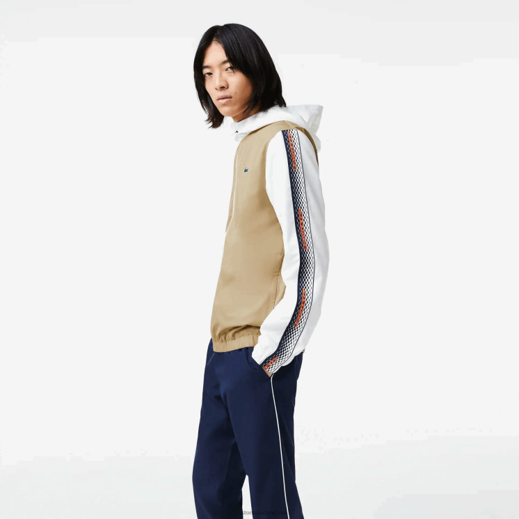 Lacoste tennis joggingbroek met normale pasvorm 0828H342 beige marineblauw wit 8x2 Heren