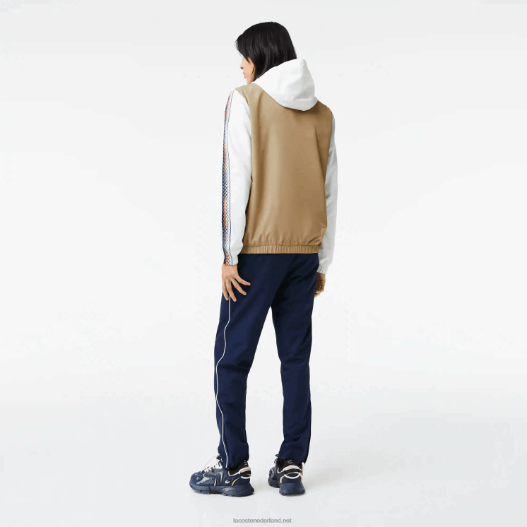 Lacoste tennis joggingbroek met normale pasvorm 0828H342 beige marineblauw wit 8x2 Heren