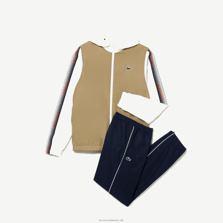 Lacoste tennis joggingbroek met normale pasvorm 0828H342 beige marineblauw wit 8x2 Heren