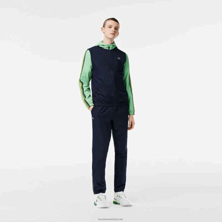 Lacoste tennis joggingbroek met normale pasvorm 0828H343 marineblauw groen wti Heren