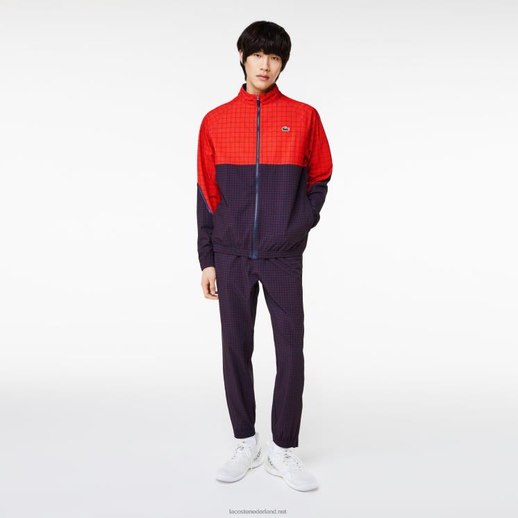 Lacoste tennis x novak djokovic joggingbroek 0828H268 rood marineblauw bqs Heren