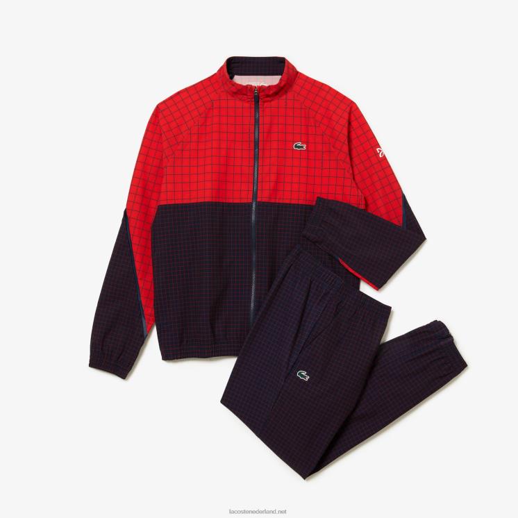 Lacoste tennis x novak djokovic joggingbroek 0828H268 rood marineblauw bqs Heren