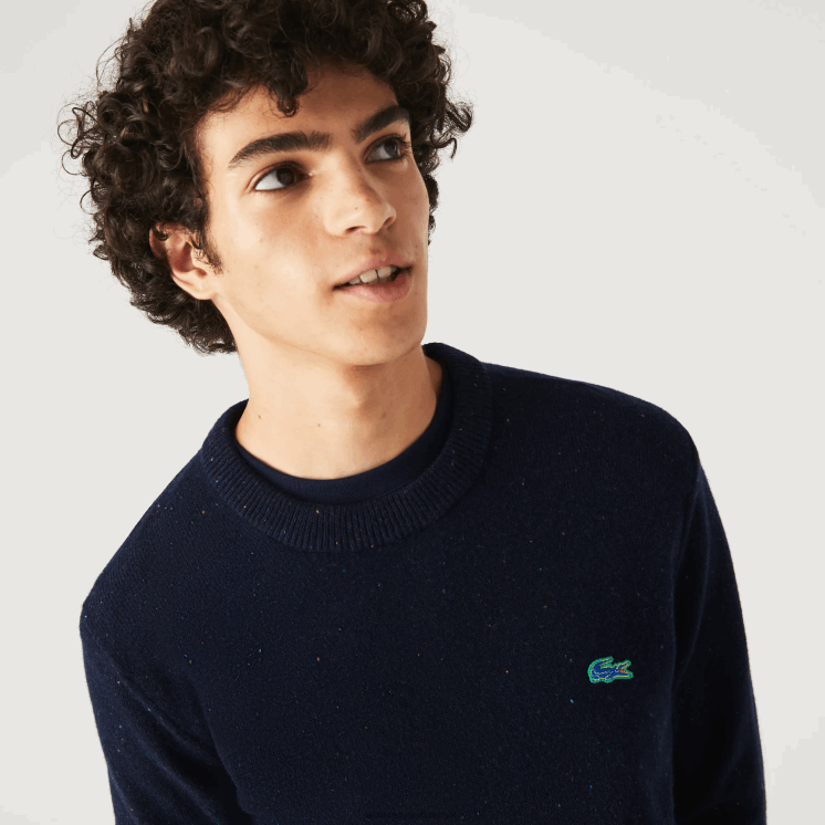 Lacoste Regular fit wollen jersey trui met gespikkelde print 0828H1507 marineblauw 7cg Heren