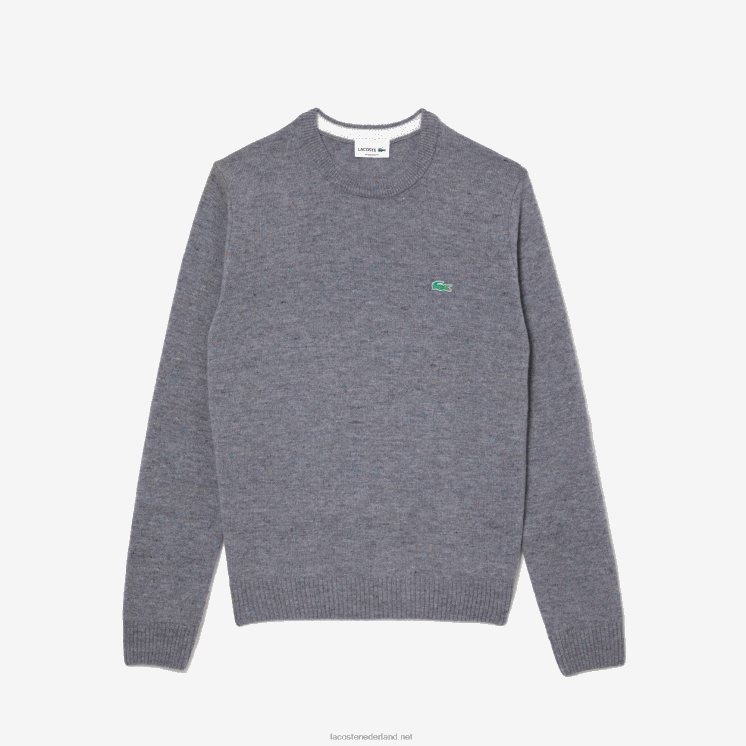 Lacoste Regular fit wollen jersey trui met gespikkelde print 0828H1508 grijze chine 73v Heren
