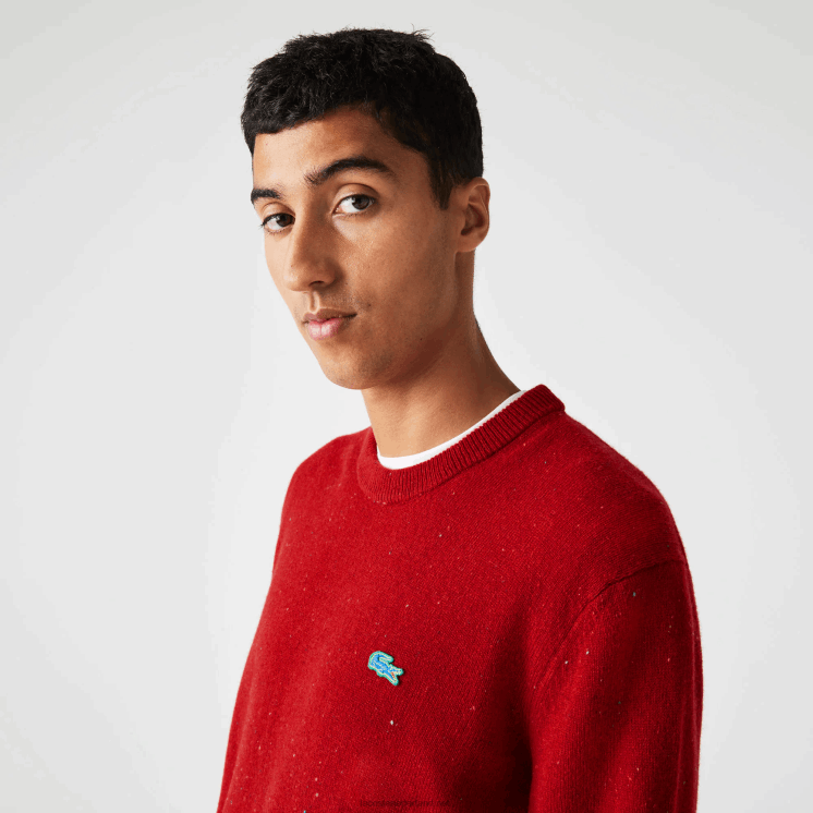 Lacoste Regular fit wollen jersey trui met gespikkelde print 0828H1509 rood 7cq Heren