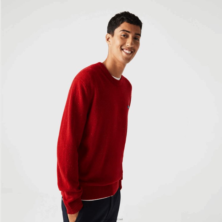 Lacoste Regular fit wollen jersey trui met gespikkelde print 0828H1509 rood 7cq Heren