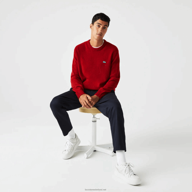 Lacoste Regular fit wollen jersey trui met gespikkelde print 0828H1509 rood 7cq Heren