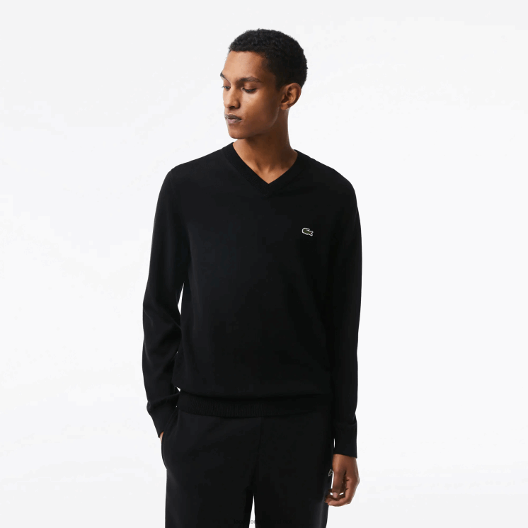Lacoste V-hals trui van biologisch katoen 0828H1323 zwart 031 Heren