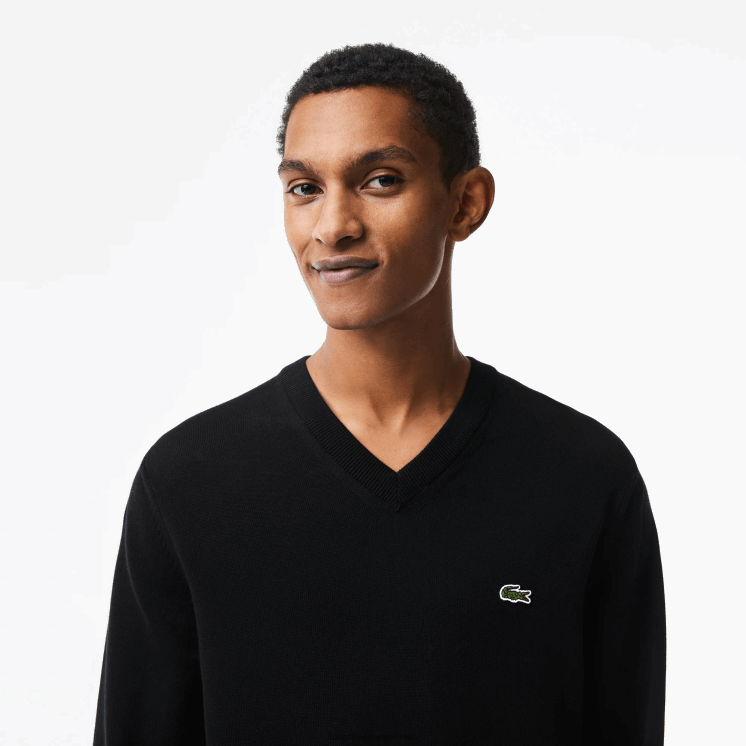 Lacoste V-hals trui van biologisch katoen 0828H1323 zwart 031 Heren