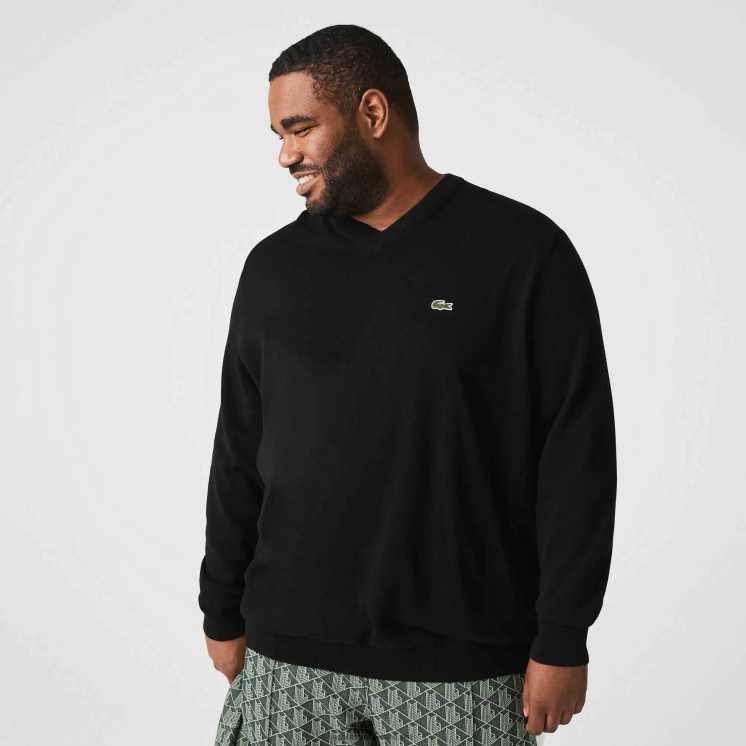 Lacoste V-hals trui van biologisch katoen 0828H1323 zwart 031 Heren