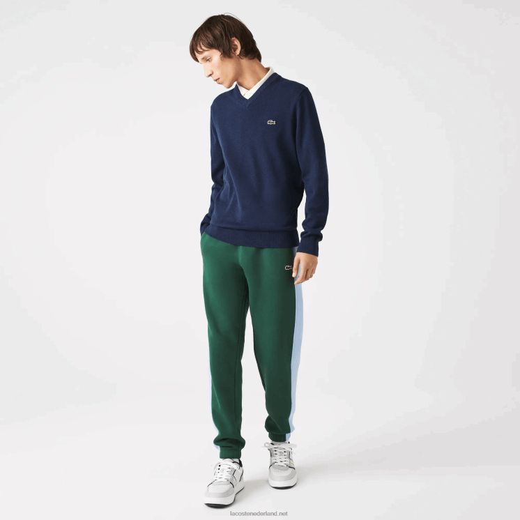 Lacoste V-hals trui van biologisch katoen 0828H1325 blauwe rug 3gf Heren